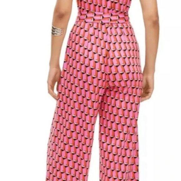 DVF for Target Collared Sleeveless Pink Modern Geo Jumpsuit - Picture 6 of 7